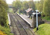 Looking south over Andrews House station on the Tanfield Railway towards Causey Arch in May 2006. The station was built between 1987 and 1989.<br><br>[John Furnevel 09/05/2006]