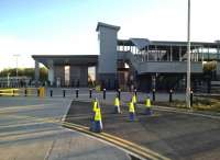 The station at Oxford Parkway is brand new and busy, but the lack of glazing on the footbridge gives an all-too-familiar abandoned look. The large car park (behind the photographer) has over 850 spaces. [Ref query 3705]<br><br>[Ken Strachan 29/04/2016]