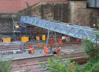 The newly erected signal gantry at the north end of the extended platforms. Platforms 3,4 and 7 will actually extend past the gantry.<br><br>[Colin McDonald 31/05/2016]