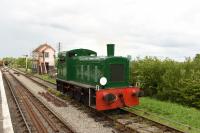 D2152 had its cab cut down to pass under the odd low bridge on the G&BPR line [see image 54535].<br><br>
<br><br>
This locomotive is seen here running around its train in 2016 at Blunsdon. It has been brought into use to replace the Thumper Unit which has been badly damaged in a fire. <br><br>[Peter Todd 22/05/2016]