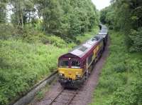 66155 with empties for Westfield, nearing Kinglassie, during a brief revival of the branch for removal of stocks.<br><br>[Bill Roberton /06/2005]