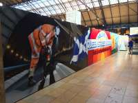 Left portion of the new 'muriel' on Queen Street's concourse depicting the on-going task of entirely renewing the trackbed in the Cowlairs Tunnel.<br><br>[Colin McDonald 05/06/2016]