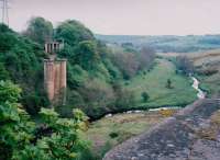 <h4><a href='/locations/L/Lands_Viaduct'>Lands Viaduct</a></h4><p><small><a href='/companies/S/South_Durham_and_Lancashire_Union_Railway'>South Durham and Lancashire Union Railway</a></small></p><p>Looking North across the remains of Lands Viaduct (also named after the River Gaunless) during a Railway Ramblers excursion in May 2010. The trackbed of the former Haggerleases branch can be seen passing from left to right. The grassed area to the right used to house colliery sidings. 5/19</p><p>23/05/2010<br><small><a href='/contributors/Ken_Strachan'>Ken Strachan</a></small></p>