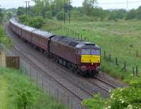 West Coast 47832 nears Rosyth with a Thornton Yard - Bo'ness empty stock working from the previous day's Liverpool excursion. 47854 is on the rear.<br><br>[Bill Roberton 12/06/2016]