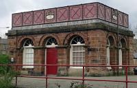 The water tank on the Newcastle bound side of Haltwhistle station still looking amazingly fresh, taken on 17/05/2015. [See image 48745]<br><br>[Brian Smith 17/05/2015]