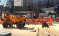 Excavation work on the former concourse area for the south extensions to platforms 2 - 5 taking place on the evening of 5th June 2016.<br><br>[Colin McDonald 05/06/2016]