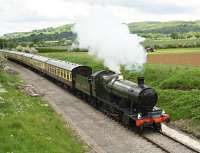 The 2807 Owners' Group held its annual Shareholders' Day today, with 2807 being star of stage and screen. Here 2807 passes Hailes Abbey. A Halt is to be built here.<br><br>[Peter Todd 23/05/2016]