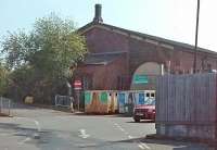 As well as the engine shed [see image 36367] the Ross-on-Wye goods shed also survives next to the recycling centre. The trackbed west of here is now occupied by a Morrisons supermarket. The station site itself is an industrial estate - but a replica of the station building was built by the Severn Valley Railway at Kidderminster. [Ref query 21633]<br><br>[John Thorn 29/05/2016]