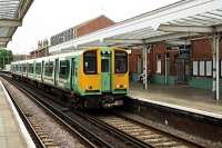 Southern 313201 westbound at Worthing on 4th June 2016.<br><br>[Peter Todd 04/06/2016]