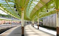 A quiet period at Wemyss Bay in the summer of 2005. Looking back along platforms 1 and 2 towards the station concourse.<br><br>[John Furnevel 29/07/2005]