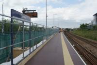 The new temporary Down platform at Chorley is now in use while work has started modifying the old platform which can be seen in the distance. <br><br>[John McIntyre 22/06/2016]