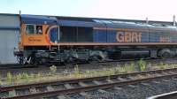 GBRf 66732 working 6E95 Greenburn Keir Mining to Drax south through Kilmarnock station heading for Drax. The driver is a friend of the photographer!<br><br>[Ken Browne 06/06/2016]