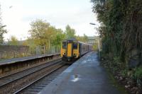 A Buxton to Barrow service arrives at New Mills Newtown on 19 October 2010. <br><br>[John McIntyre 19/10/2010]