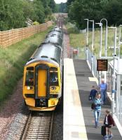 One of the ScotRail services running on Sunday 26 June (see news item) was the 0911 Edinburgh - Tweedbank, seen here approaching Eskbank on schedule.<br><br>[John Furnevel 26/06/2016]