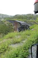 Passing Dead Horse Gulch Bridge on The White Pass & Yukon Route Railway. The bridge has been bypassed by a new alignment.<br><br>[Deon Webber 05/06/2016]