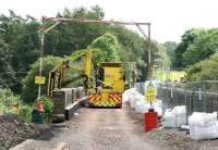 The <I>'facelift'</I> in position on the Red Bridge over the River Tweed on 30 June 2014. View is south towards Tweedbank. [See image 47828] <br><br>[John Furnevel 30/06/2014]