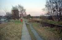 The view west into a fading sunset at Holburn Street not far from Ferryhill Junction.<br><br>[Ewan Crawford 04/02/1997]