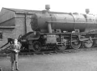 Shed bash - Upperby, thought to have taken place in 1967. Locomotive is Stanier 8F 48451. The 2-8-0 survived until May 1968 when it was officially withdrawn from Rose Grove shed. [Ref query 50184]<br><br>[Bruce McCartney Collection //1967]