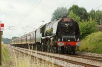 Back out on the mainline after some maintenance, Coronation class pacific no.46233 Duchess of Sutherland heads the Cumbrian Mountain Express from Crewe to Carlisle on 23 July 2016.<br><br>[John McIntyre 23/07/2016]