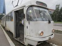 A tram in Sarajevo, outside the railway station. The tram is thought to be a Tatra K2 which somehow survived the 1992 to 1996 siege.<br><br>[John Yellowlees 14/07/2016]