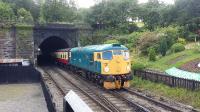 26038 Tom Clift passing through the double track tunnel at Grosmont on the North Yorkshire Moors Railway.<br><br>[Rod Crawford 01/07/2016]