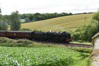 46115 Scots Guardsman passing the Kennet and Avon canal Crofton pumping station on the GWR Berks and Hants line running from Paddington to Minehead. Time = 1046 hours.<br><br>[Peter Todd 17/07/2016]