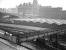 The south end of the footbridge that once spanned Waverley station between Calton Road and Jeffrey Street. The bridge was 'temporarily closed' in the 1950s and gradually fell into disrepair. This view shows the Jeffrey Street end of the closed bridge on a wet day in the 1960s. The last remnants of the old bridge were removed from the Calton Road entrance during the roof renewal works in 2013. [See image 6021] <br><br>[John Furnevel Collection //]