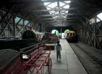 The chap in front of me is quite a bit younger than I am - so his sense of wonder at the Transfer Shed (broad gauge to the left, standard to the right) is even greater than mine.<br><br>[Ken Strachan 30/07/2016]