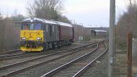 73969 reverses with two refurbished coaches for attachment to the consist in the long lyes.<br><br>[Ken Browne 18/03/2016]