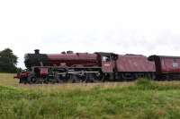 45699 Galatea westbound on the GWR Berks and Hants, passing the Crofton Pumping Station @ 1047 hours.<br><br>[Peter Todd 13/08/2016]