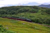 Black 5 No.44871 powers up the gradient from Beasdale to Borrodale Tunnel with the afternoon steam service for Mallaig.<br><br>[John Gray 03/08/2016]