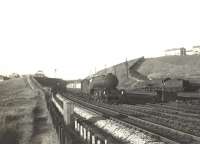 Haymarket V2 2-6-2 60959 with a down train at Cowlairs East on 6 September 1955. <br><br>[G H Robin collection by courtesy of the Mitchell Library, Glasgow 06/09/1955]