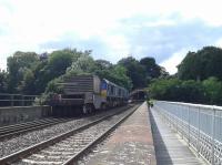 A Sellafield bound train crossing The Corby Bridge/Wetheral viaduct towards Wetheral station on 01/08/2016.<br><br>[Brian Smith 18/08/2016]