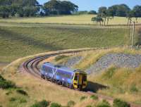 158701 nears Falahill Summit with the 16.11 from Edinburgh to Tweedbank.<br><br>[Bill Roberton 21/08/2016]