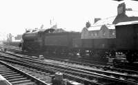 61854 has recently reversed off the High Level Bridge (presumably from Gateshead shed judging by the tender) to pick up a train of mainly parcels vans from the goods lines alongside Newcastle Central station. The Gresley K3 2-6-0, based at Tweedmouth at that time (June 1960), will shortly be heading north on the ECML.<br><br>[K A Gray 25/06/1960]