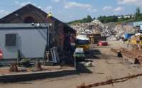 Goods shed at Possil with the site of the through and bay platforms to the right.<br><br>[John Yellowlees 16/08/2016]