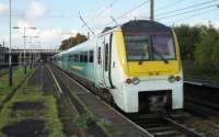 A five car Class 175 comprising of 2 car set 175007 leading and 3 car 175110 behind calls at Leyland on 11 October 2006. The units were used on services from Manchester to Blackpool, Barrow and Windermere before being replaced by Class 185s after which the Class 175 went to the Welsh franchise area.<br><br>[John McIntyre 11/10/2006]