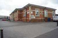 Looking across the frontage of the former GWR terminus station buildings at Salisbury on 21 June 2016. To the left is a SWT Class 159 in the L&SWR part of the station.<br><br>[John McIntyre 21/06/2016]