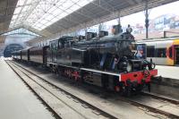 In Sao Bento was this steam loco which was being used as an advert for the Douro Historical Train service and, if my Portuguese is anything, runs weekend and public holidays from Regua to Tua. On the flyer I picked up you could ride on the engine for 300 euros.<br><br>[Alastair McLellan 21/05/2016]