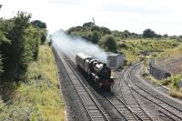 'Galatea' did not haul the return trip back from the West Somerset Railway, that was diesel hauled, probably by 47580. It did however pass through Swindon at 1705 hours on 13 August in the company of its support coach.<br><br>[Peter Todd 13/08/2016]