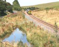 The 1332 Tweedbank - Edinburgh runs north past Falahill village heading for the summit on 17 August 2016. <br><br>[John Furnevel 17/08/2016]