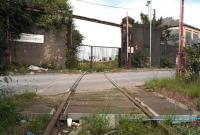 View from the western end of South Leith yard on 8 September 2016, looking towards the gated entrance to Leith Docks. [See image 4251]<br><br>[John Furnevel 08/09/2016]