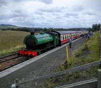 The station you can't leave as it has no public access. NCB No 19 has arrived from Bo'ness with the 14.10. It will run round and go back with, we hope, all the passengers it arrived with. Less leisurely trains speed past on the EGML behind me. Manuel [1st] was slightly further east.<br><br>[David Panton 03/09/2016]