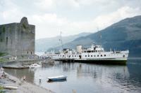 MV Balmoral calling at Carrick Castle Pier on 27/5/90.<br><br>[Colin Miller 27/5/1990]