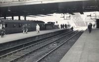 The SLS <I>Strathendrick Special</I> waits to leave Glasgow Queen Street on 3 May 1958. The special visited various locations in the west of Scotland including Kilsyth, Kirkintilloch and Aberfoyle before completing its journey at St Enoch. [See image 35314] <br><br>[G H Robin collection by courtesy of the Mitchell Library, Glasgow 03/05/1958]