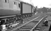 Gresley A3 Pacific no 60082 <I>Neil Gow</I> swings left towards the King Edward Bridge as it takes a train out of Newcastle Central in 1963.<br><br>[K A Gray //1963]