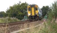 Sprinter 156514 working 1L55 south to Carlisle on 28 August 2016. The train is south of Stewarton, where the double tracks become single.<br><br>[Ken Browne 28/08/2016]