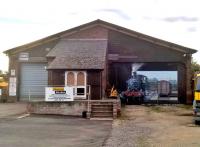 My wife insisted there would be nothing to see at Ross, as the station closed 52 years ago. She went a bit quiet when we found the goods shed, complete with lifelike mural of steam engine and van. I first saw this mural over 20 years ago, so it must have been looked after. For the other end of the shed, [see image 55459]<br><br>[Ken Strachan 17/09/2016]