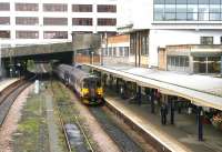 Northern DMU 155341, together with single unit 153359 at the rear, recently arrived alongside platform 1 at Harrogate on 27 September 2010. The 3-car combination forms the 1159 Leeds - Knaresborough service.<br><br>[John Furnevel 27/09/2010]