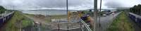 Panoramic view of Craigendoran station and piers (see <a target=external href=/pano/pano1.html>larger version</a>). The view is sufficiently wide that the stopped train appears both to the left and right.<br><br>[Ewan Crawford 26/06/2016]